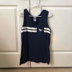 PINK Navy and White Tank Top